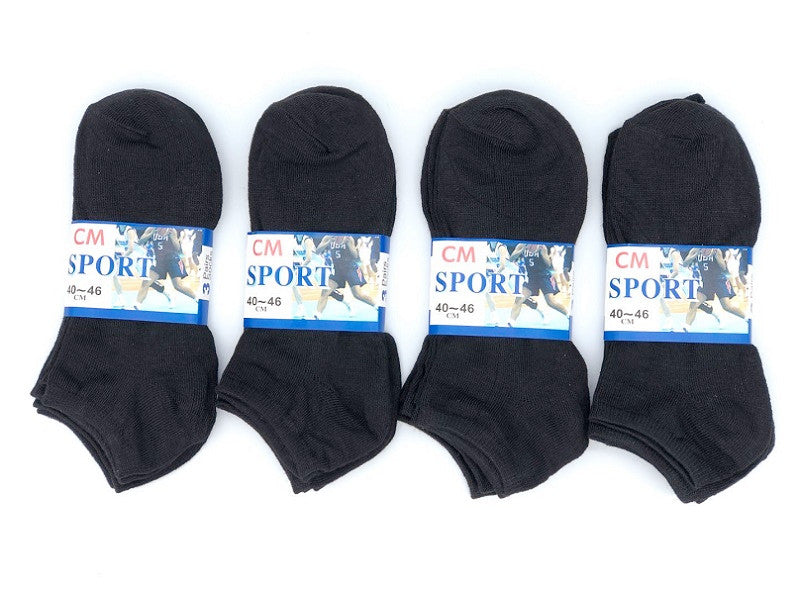 (60 Pairs) Thin Ankle Socks - BLACK - M7-11/ W8-12 dealonline.co.nz