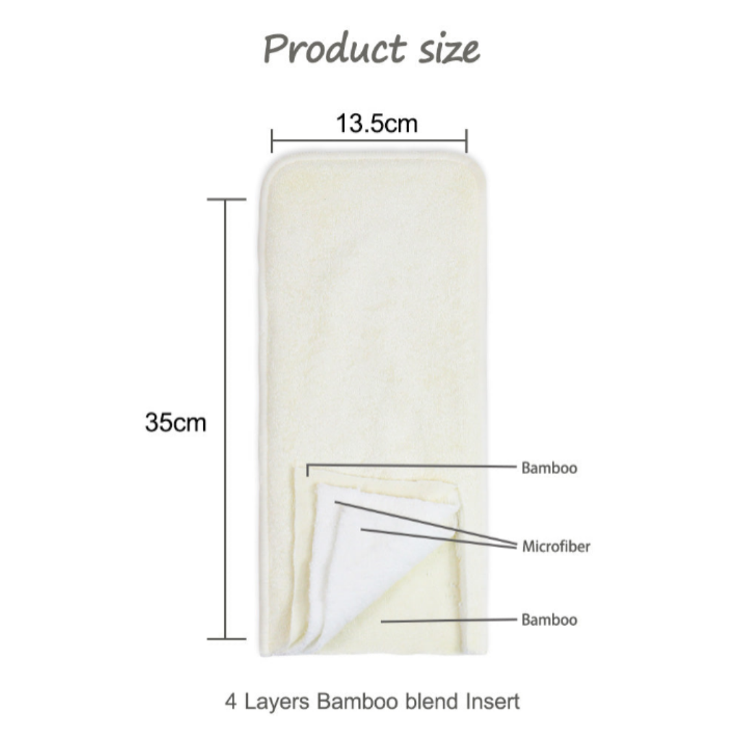 Reusable Cloth Nappies - One Size Fits 3-17kg with Bamboo Insert