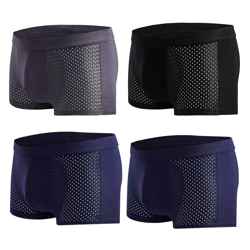 Men's Modal Boxer Shorts — Breathable Mesh Mid-Waist Underwear | Single & 4-Pack