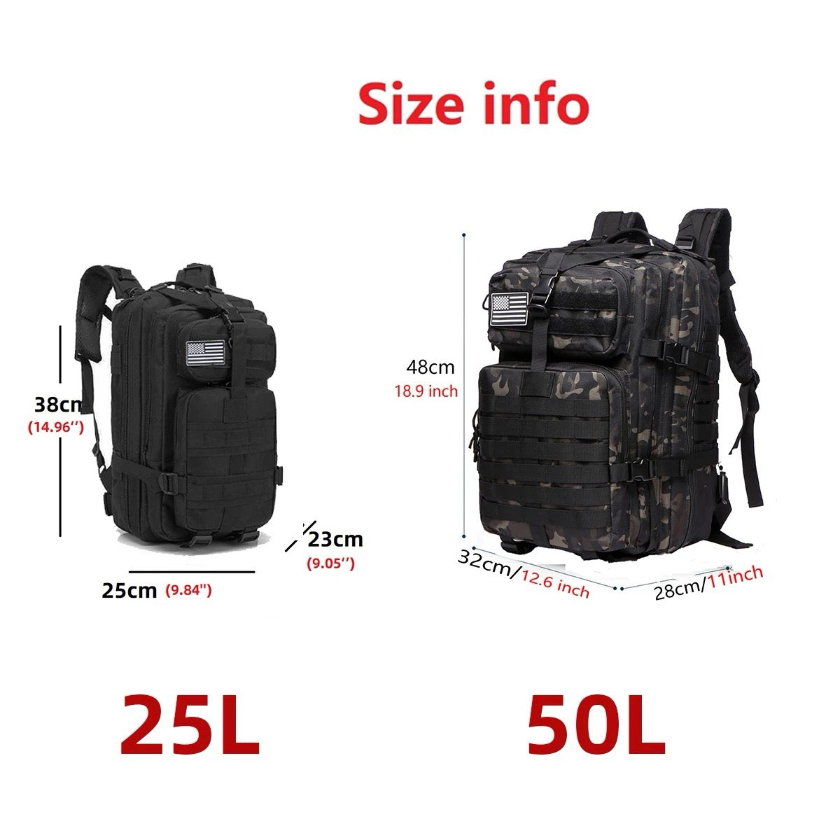 25L/50L Waterproof Tactical Outdoor Backpack Habicare