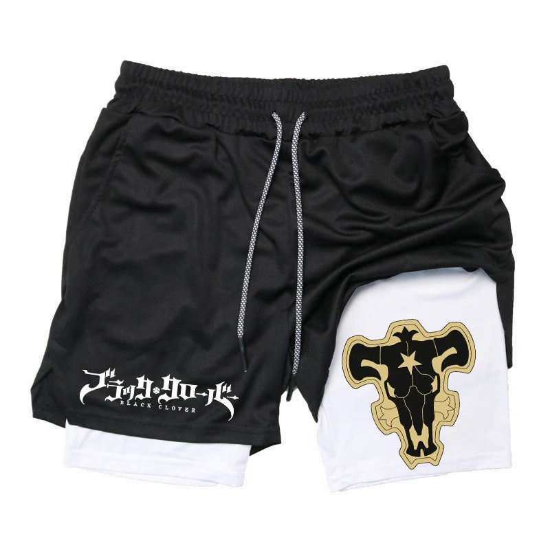 Anime Print Double Layer Casual Shorts