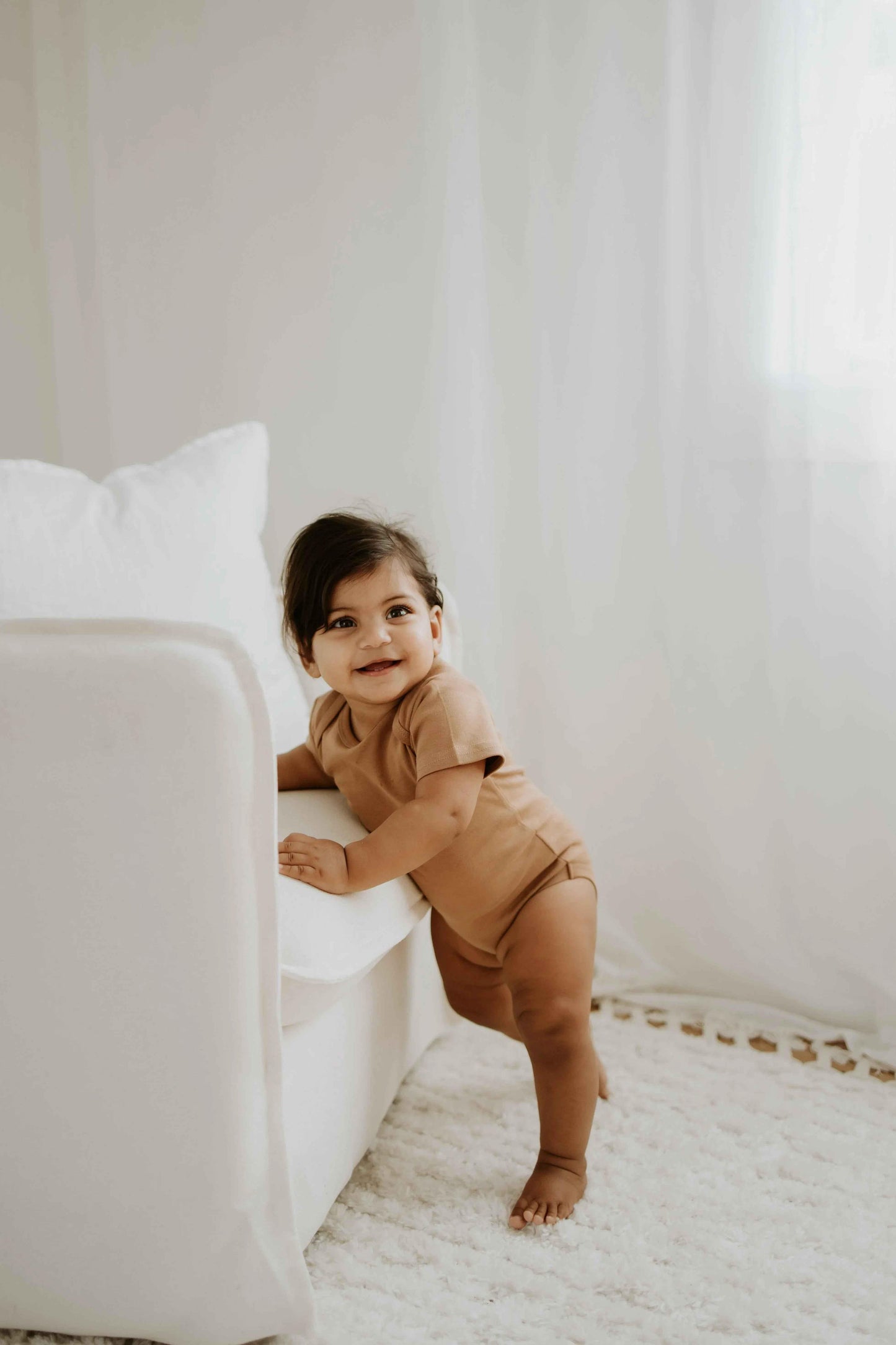 Short Sleeve Onesie - Brown