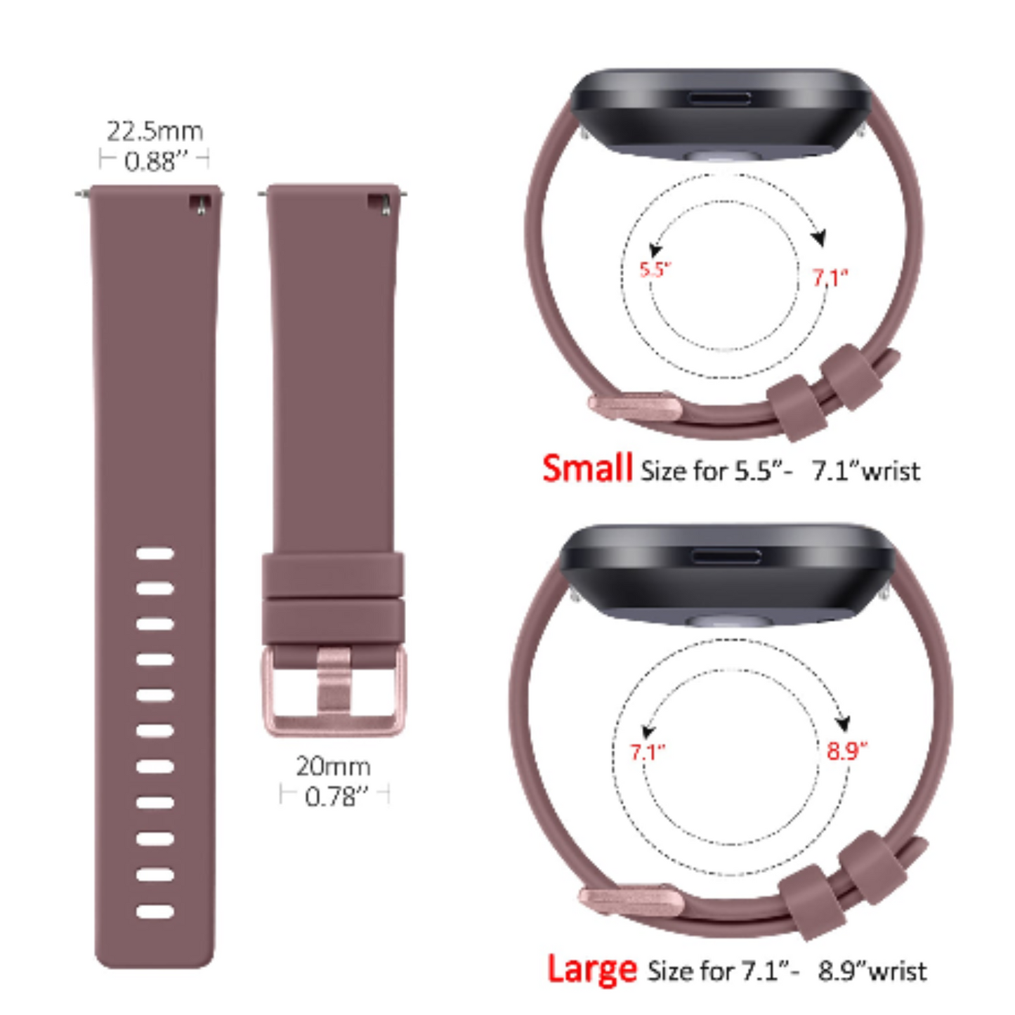 Soft Silicone Sport Band for the Fitbit Versa 1 (available in 26 colours) Habicare
