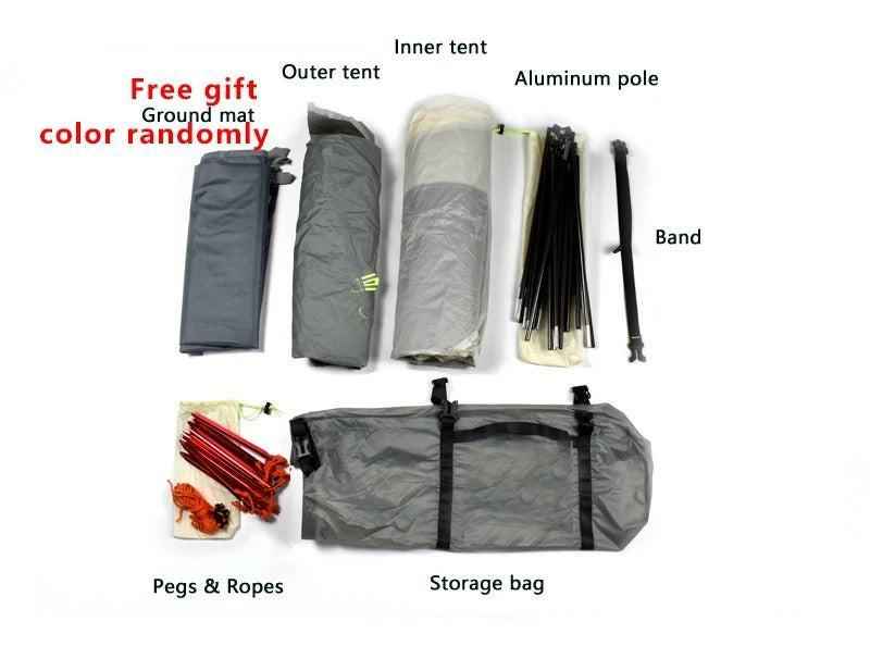 Four Season Double Layer Camping Tent - 2-3 Person Aluminum Pole Waterproof Tent