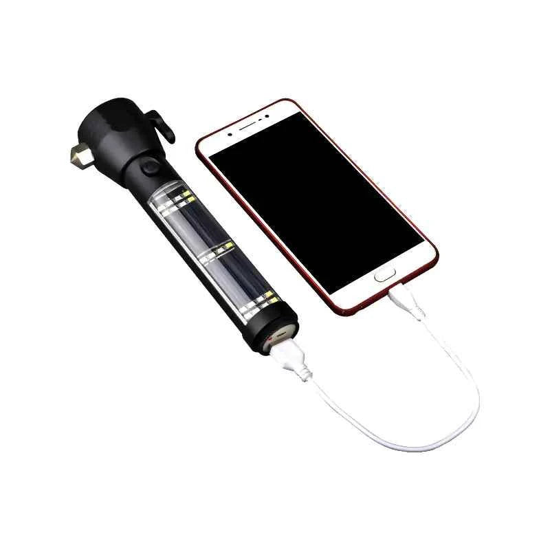 Solar USB Rechargeable LED Flashlight - High-Intensity Outdoor Light with Dual Charging