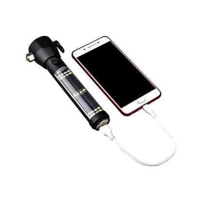 Solar USB Rechargeable LED Flashlight - High-Intensity Outdoor Light with Dual Charging