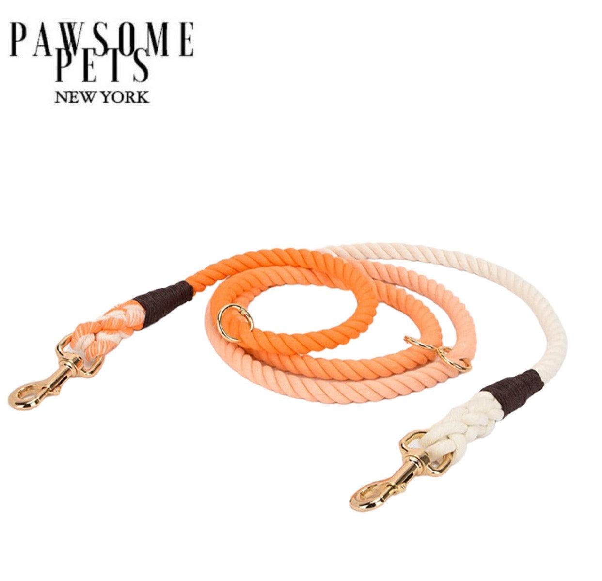 HANDS FREE DOG ROPE LEASH - OMBRE ORANGE-0