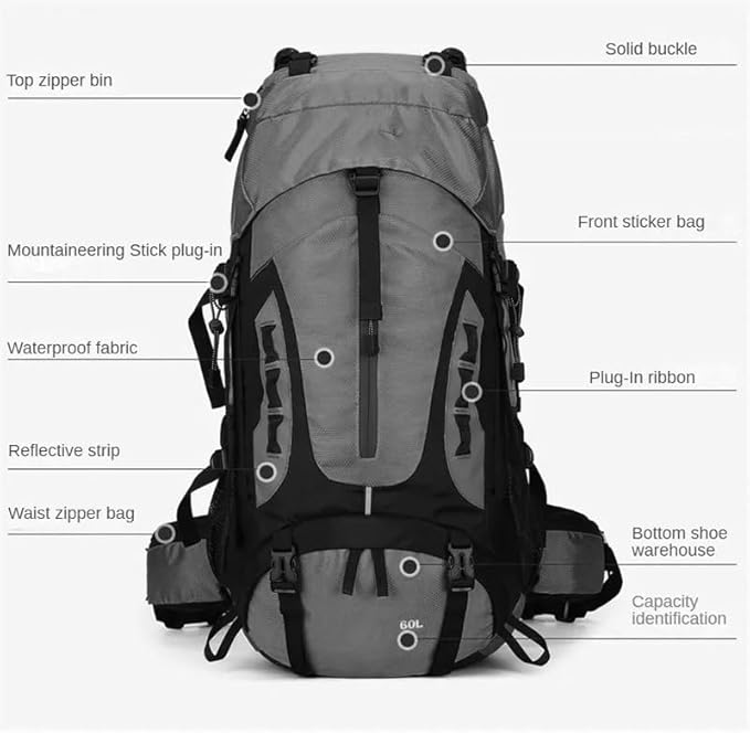 60L Camping & Hiking Backpack – Lightweight Travel Backpack for Outdoor Adventures ECOTREK