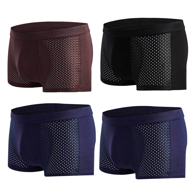 Men's Modal Boxer Shorts — Breathable Mesh Mid-Waist Underwear | Single & 4-Pack