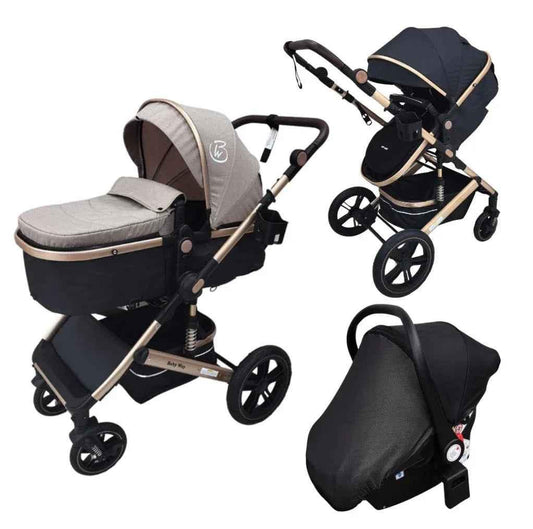 Preorder - Supra - 3 in 1 Stroller + Bassinet + Capsule Car Seat Combo with Mattress, Food Tray and Beige Skin