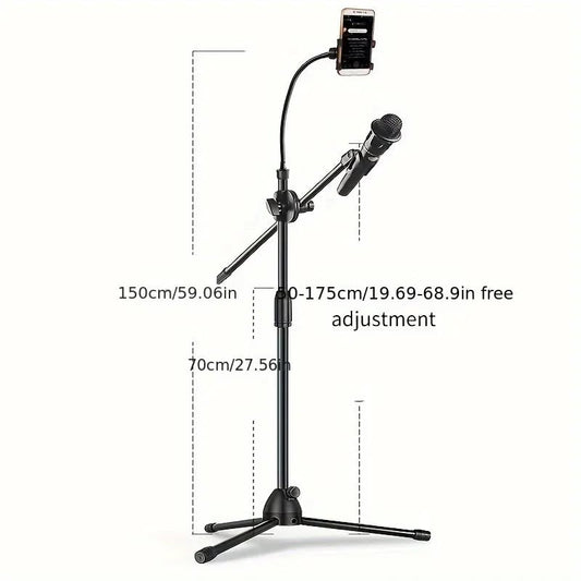 Microphone Stand with Phone Clip Gear Design Gooseneck Tube Height-Adjustable dealonline.co.nz