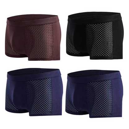 Men's Modal Boxer Shorts — Breathable Mesh Mid-Waist Underwear | Single & 4-Pack