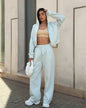Casual sportswear set with hooded jacket and drawstring pants