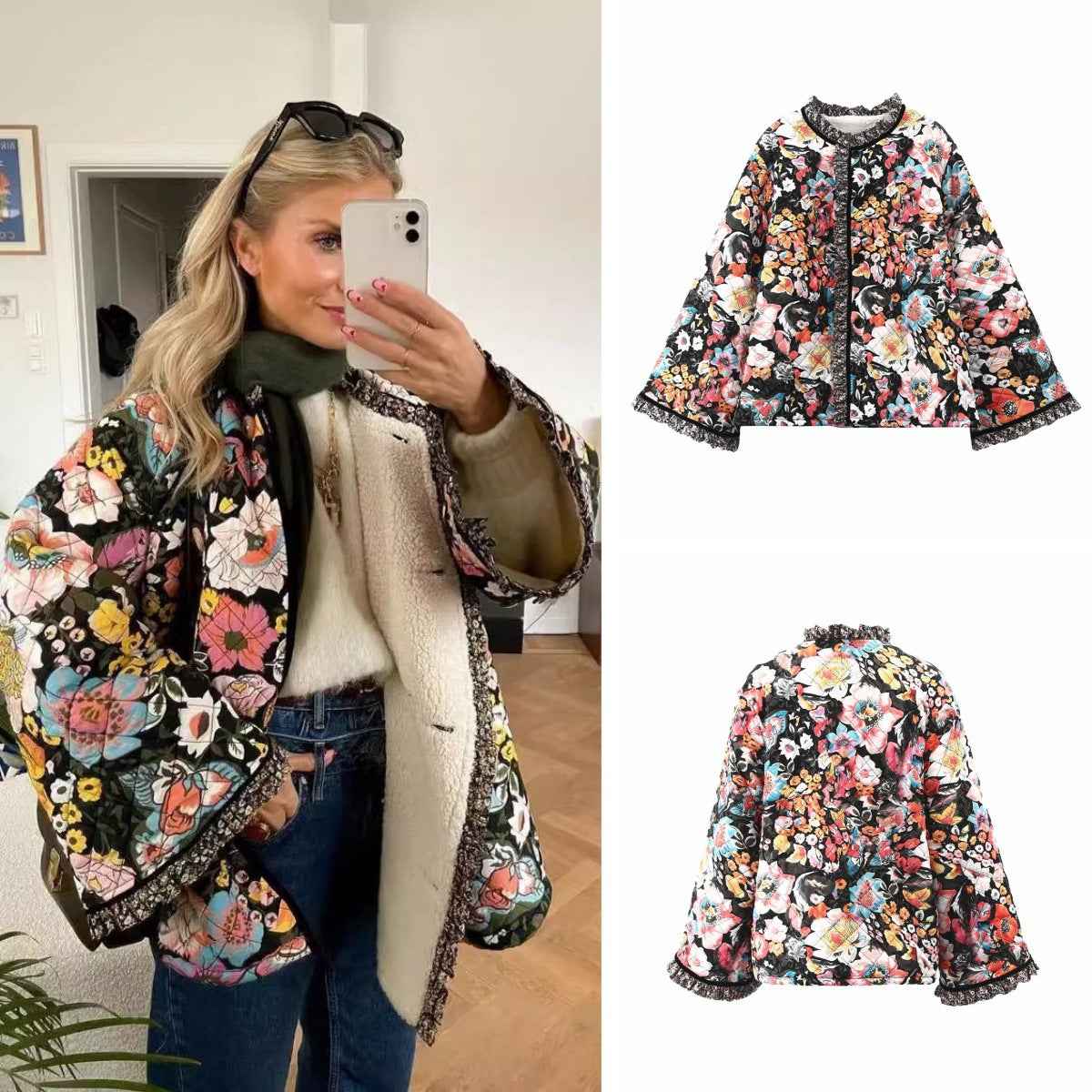 Autumn and Winter Printed Cotton-Padded Jacket