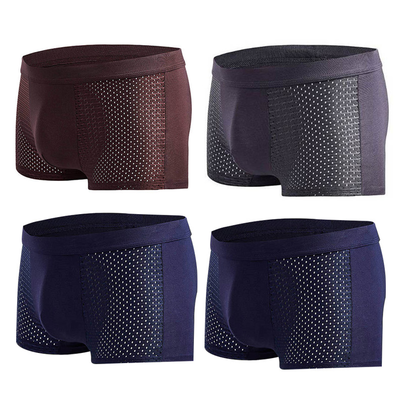 Men's Modal Boxer Shorts — Breathable Mesh Mid-Waist Underwear | Single & 4-Pack