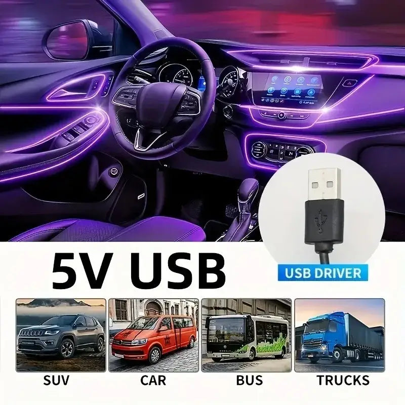5M USB LED Neon Car Interior Light (7 colours available) Habicare