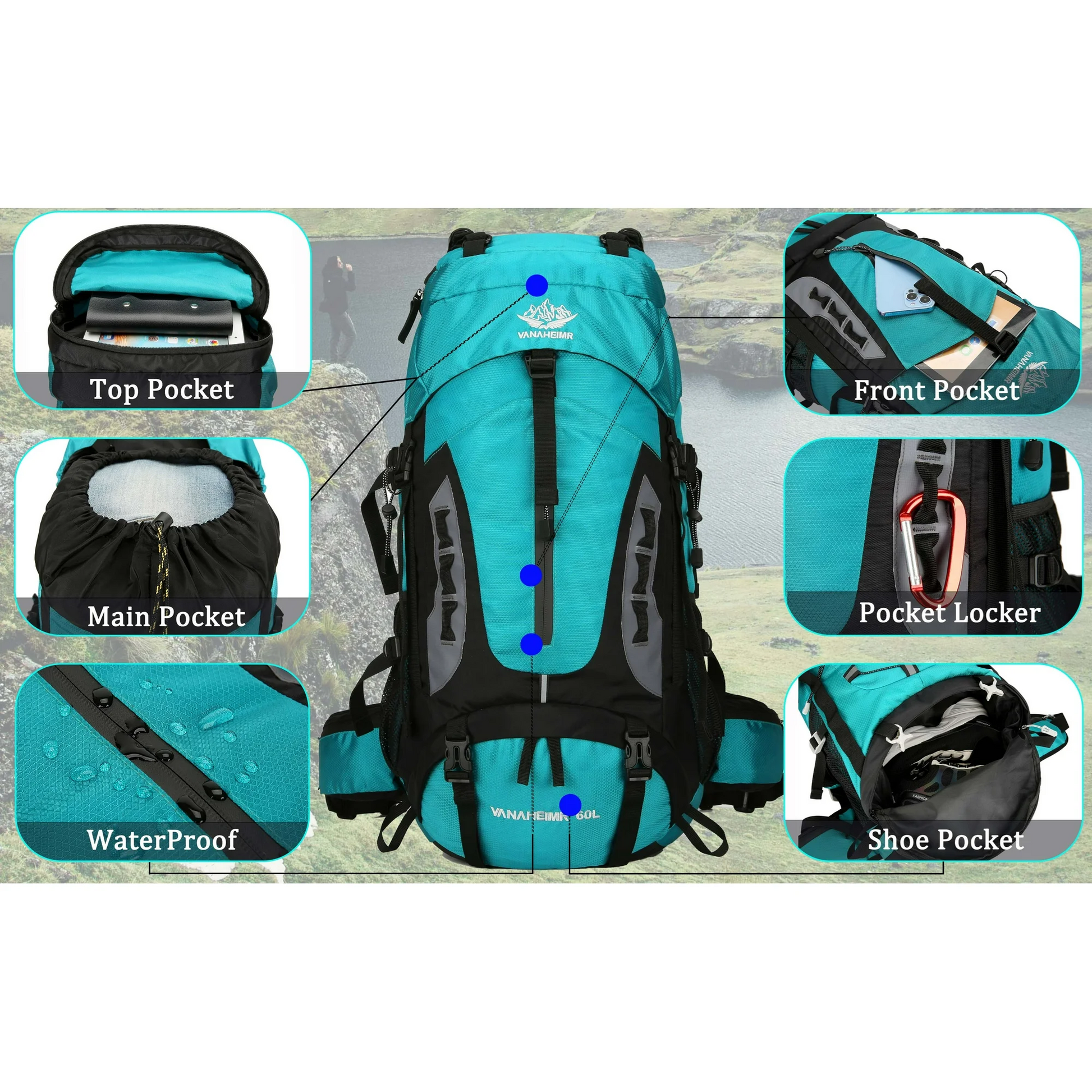 60L Camping & Hiking Backpack – Lightweight Travel Backpack for Outdoor Adventures ECOTREK