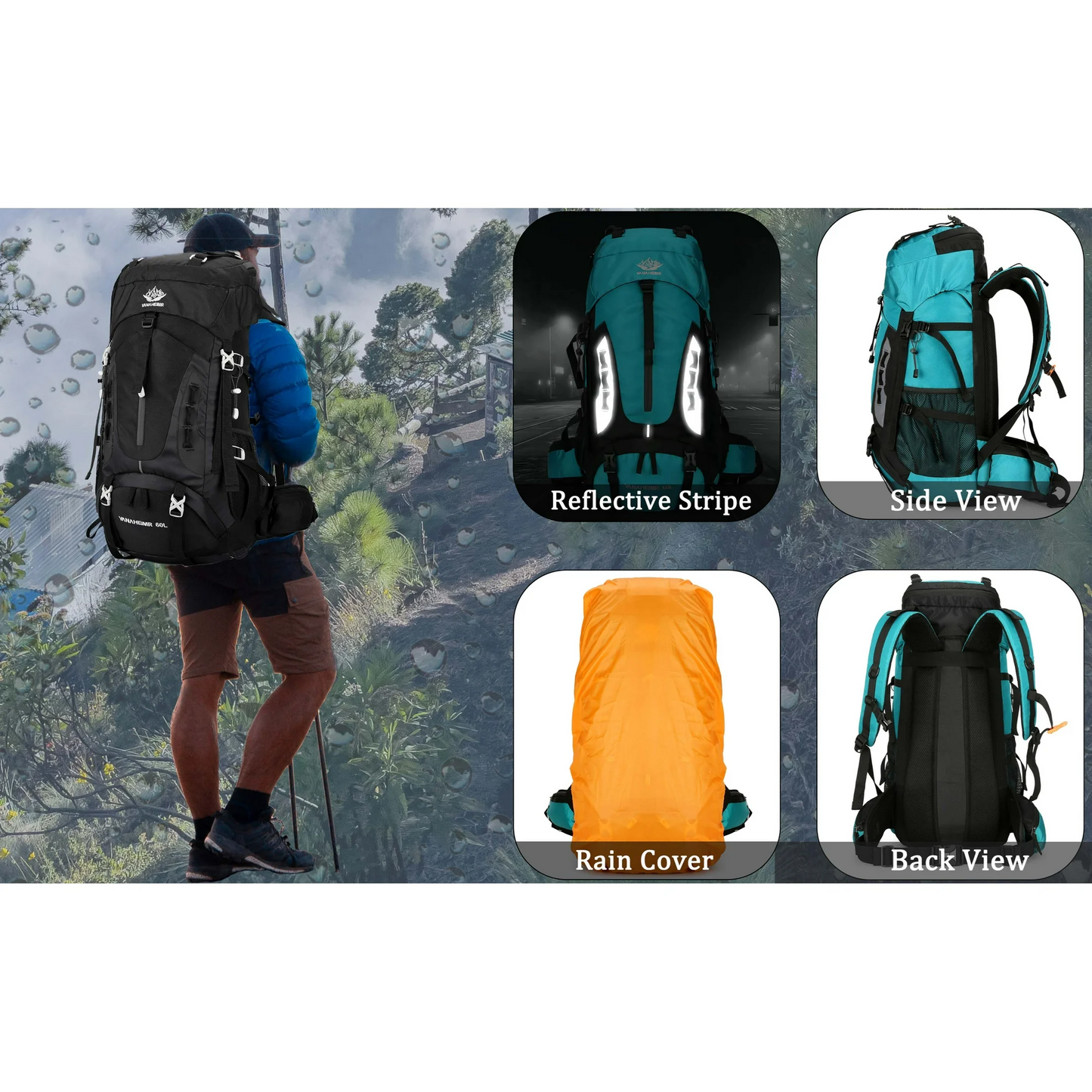 60L Camping & Hiking Backpack – Lightweight Travel Backpack for Outdoor Adventures ECOTREK