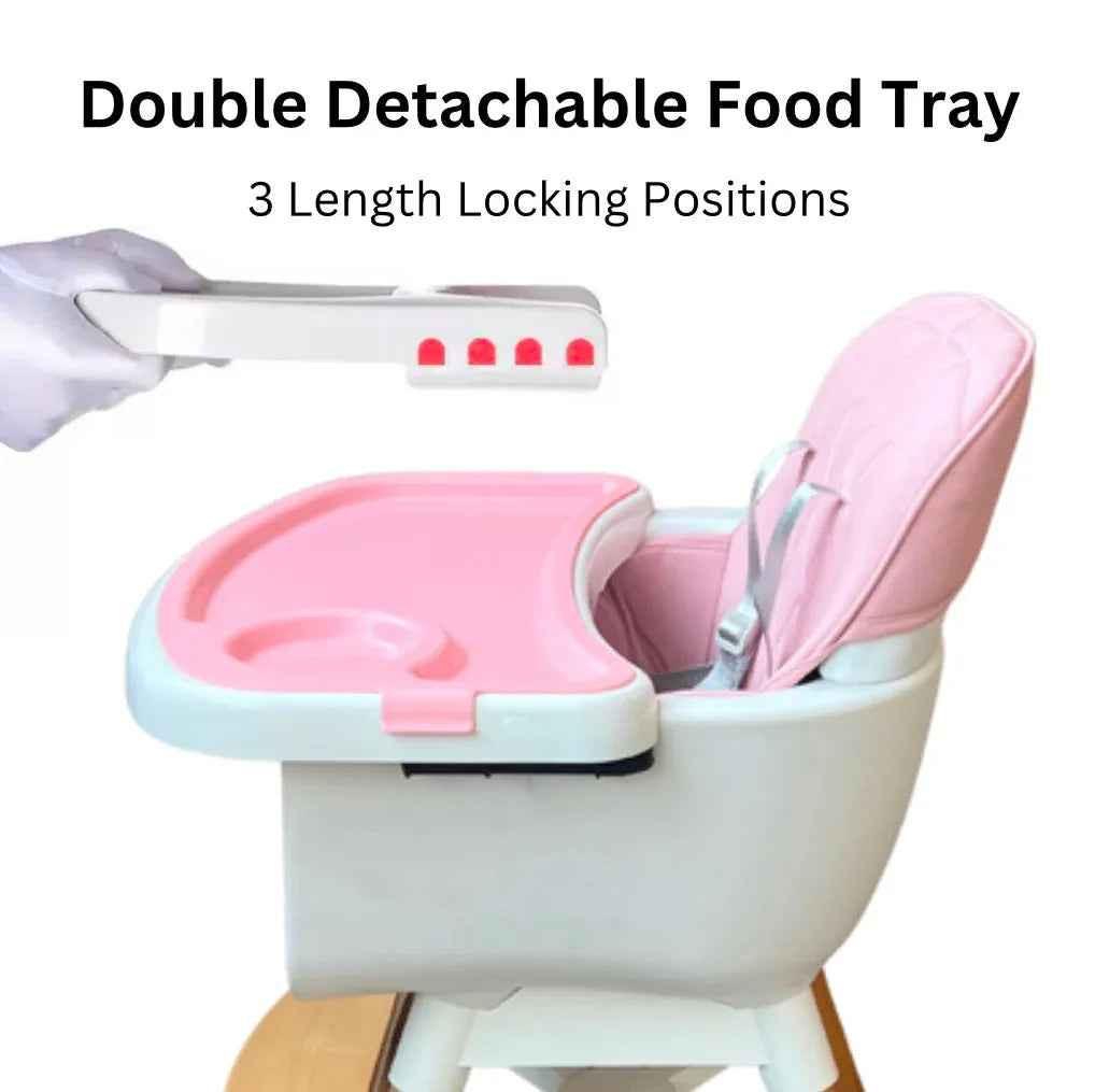 Willow 2 in 1 High Chair Seat for Children Feeding and Play. Natural Beech Wood - PINK