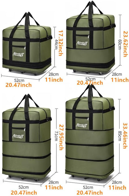 Expandable Extra-Large Travel Duffel Bag with Wheels – Waterproof & Lightweight (6 Wheels) ECOTREK
