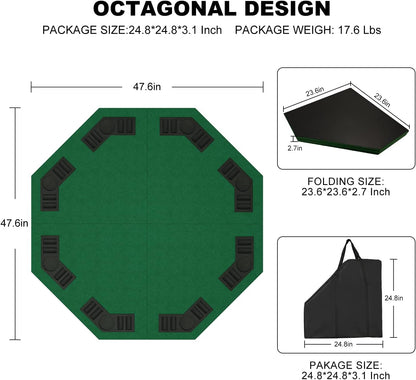48 Inch Foldable Poker Table Top for 8 Players Chips Tray & Cup Holders Texas dealonline.co.nz
