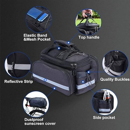 Waterproof Bicycle Rear Seat Bag – Multifunctional Pannier Rack Saddle Bag JS17606