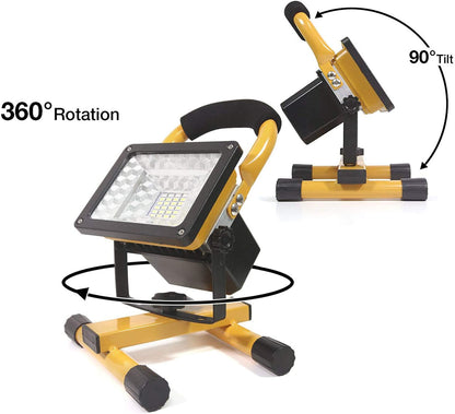 Rechargeable Portable LED Work Light with Stand,24LEDs,30W, Waterproof dealonline.co.nz