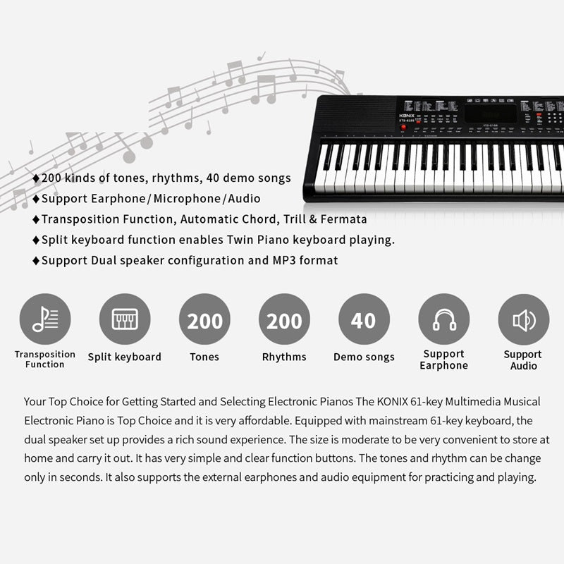 61-KEY MULTIMEDIA MUSICAL ELECTRONIC PIANO - PORTABLE ELECTRONIC PIANO dealonline.co.nz