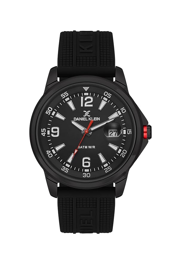 Daniel Klein Premium Three Hand Date Window Black Silicone Watch - DK.1.13910-1 Kiwi Watches