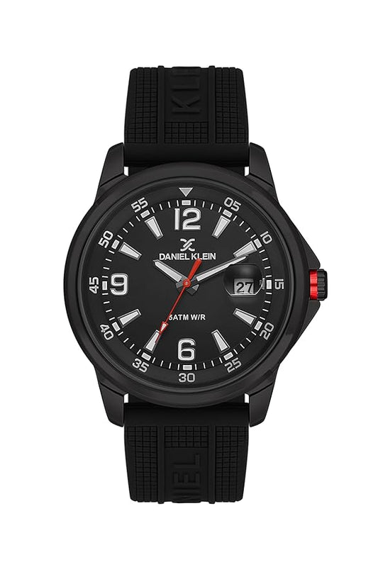 Daniel Klein Premium Three Hand Date Window Black Silicone Watch - DK.1.13910-1 Kiwi Watches