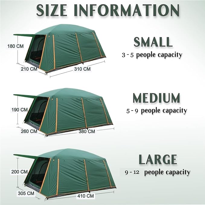 Family Tent –Double layers Waterproof-3 Size Two Colours Aavailable ECOTREK