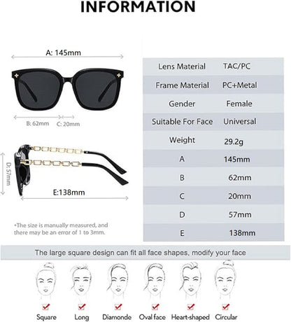 ECOTREK Women’s Oversized Sunglasses – UV400 Retro Square Fashion Shades ECOTREK