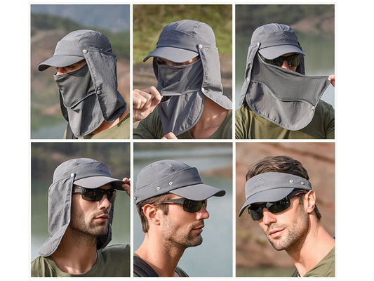DARK GREY Sun Hat Wide Brim Bucket Hats Outdoor Fishing Hiking Cap UV Protection dealonline.co.nz