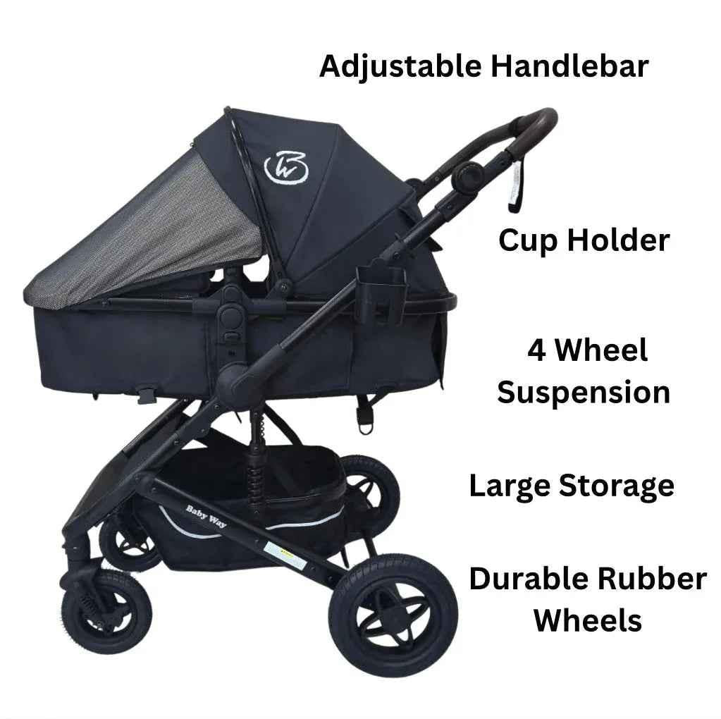 Preorder - Evolve 3 in 1 Stroller + Bassinet + i-Size Capsule Travel System with Sunshade Sets and Mattress + Food Tray
