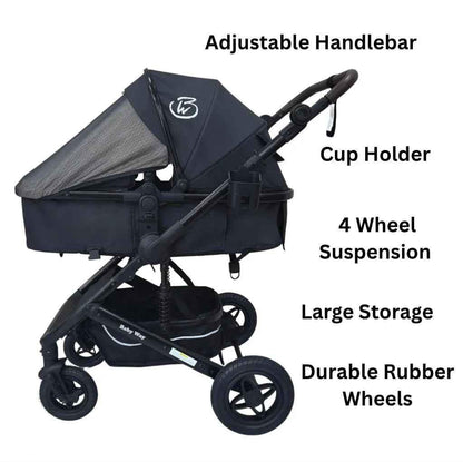 Preorder - Evolve 3 in 1 Stroller + Bassinet + i-Size Capsule Travel System with Sunshade Sets and Mattress + Food Tray