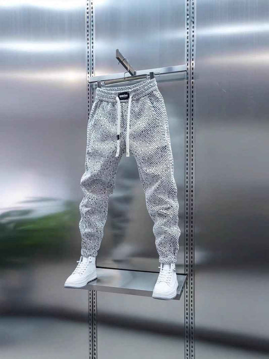 Chanel Style Striped Sweatpants Men Loose Casual Trousers