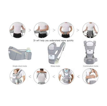 Ergonomic Multi-Function Baby Carrier with Hip Seat | 0-36 Months - BLACK