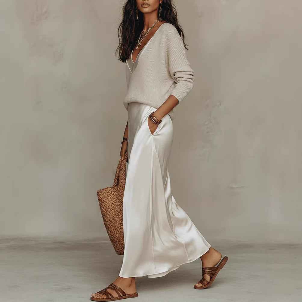 Casual Womens Knit Top and Skirt Set