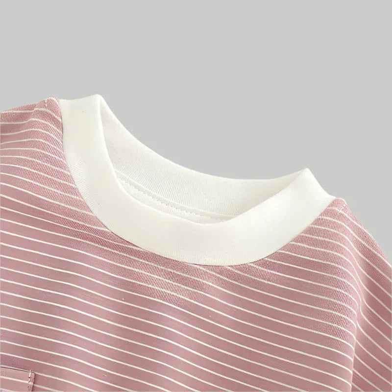 Striped Bubble Romper - Salmon