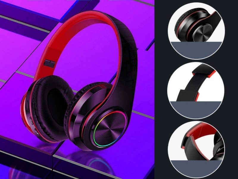 WHITE- Wireless bluetooth Headset Headphones Foldable Stereo Earphones LED Super dealonline.co.nz