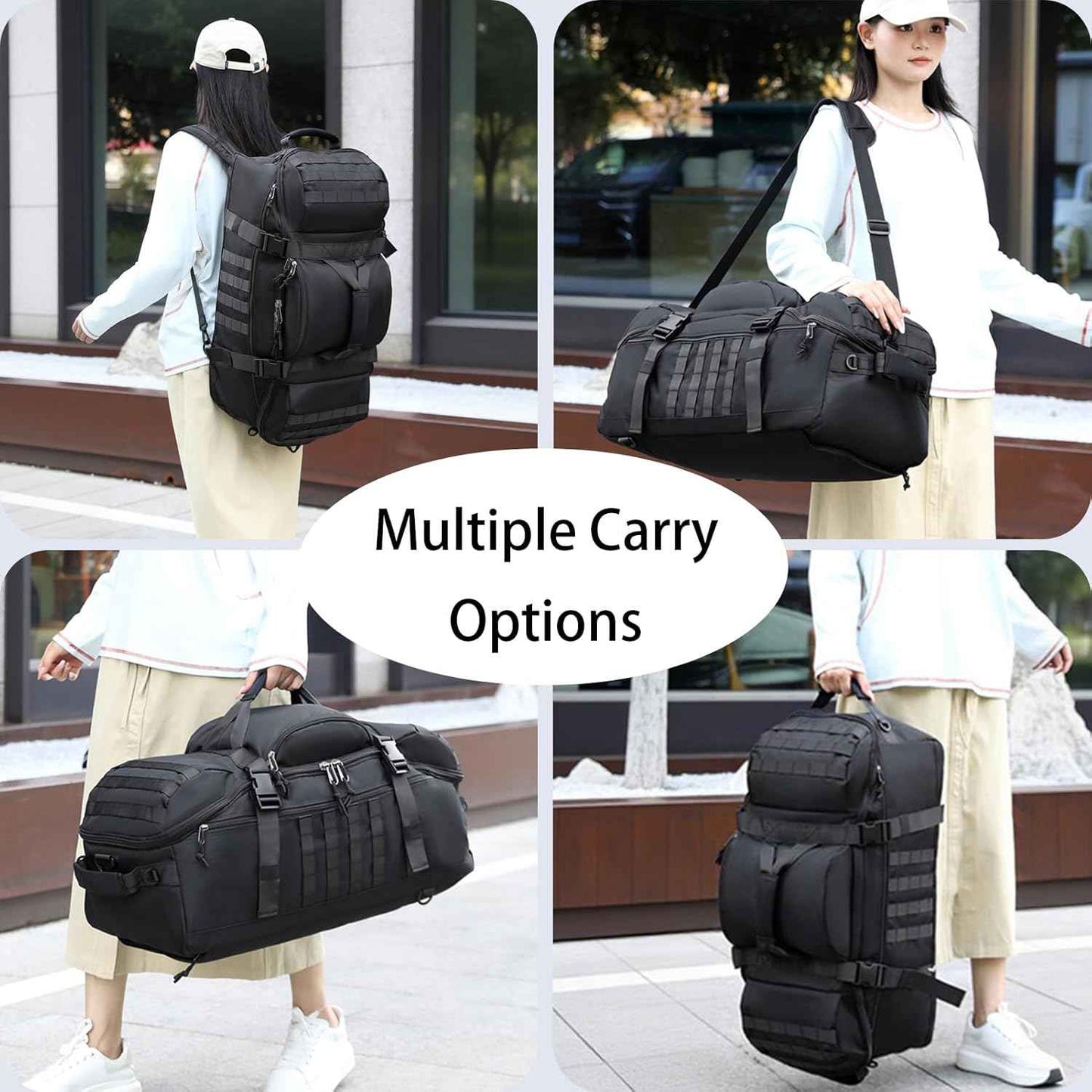 80L Travel Duffel Backpack | Foldable Convertible Holdall with Hidden Straps CP7286