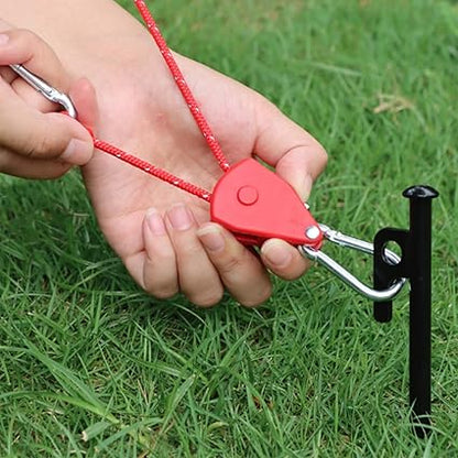 ECOTREK Reflective Ratchet Guy Ropes – Adjustable Tent Tie Down Ropes with Pulley JP5687