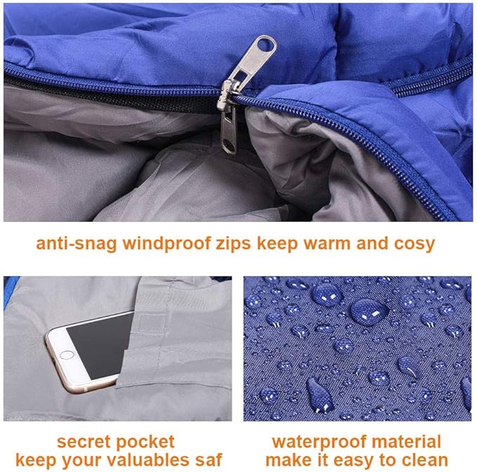 4-Season Adults Envelope Camping Sleeping Bag – Compact & Lightweight 61327 ECOTREK