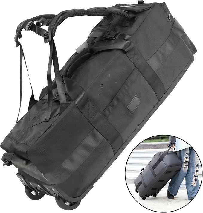 Rucksack with Wheels 80L Rolling Duffle Bag with Wheels 31" Foldable Travel Duffel  Versatile 2-in-1 CP1234