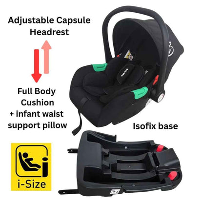 Preorder - Evolve 3 in 1 Stroller + Bassinet + i-Size Capsule Travel System with Sunshade Sets and Mattress + Food Tray