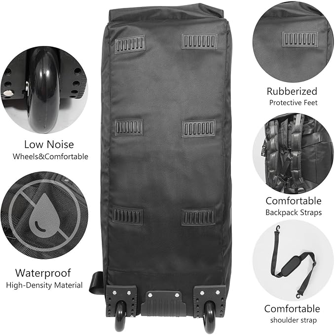 Rucksack with Wheels 80L Rolling Duffle Bag with Wheels 31" Foldable Travel Duffel  Versatile 2-in-1 CP1234