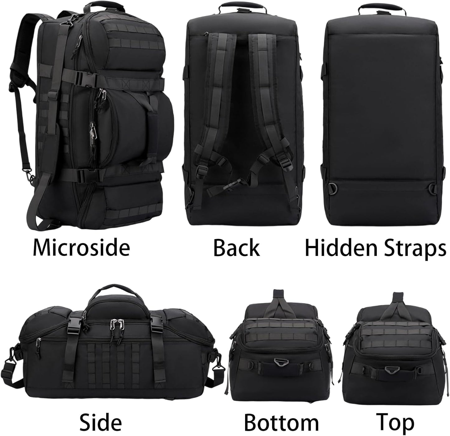 80L Travel Duffel Backpack | Foldable Convertible Holdall with Hidden Straps CP7286