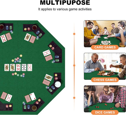 48 Inch Foldable Poker Table Top for 8 Players Chips Tray & Cup Holders Texas dealonline.co.nz