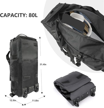 Rucksack with Wheels 80L Rolling Duffle Bag with Wheels 31" Foldable Travel Duffel  Versatile 2-in-1 CP1234