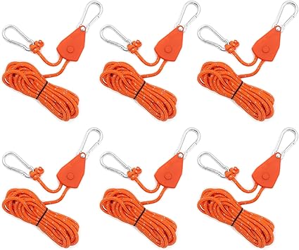 ECOTREK Reflective Ratchet Guy Ropes – Adjustable Tent Tie Down Ropes with Pulley JP5687